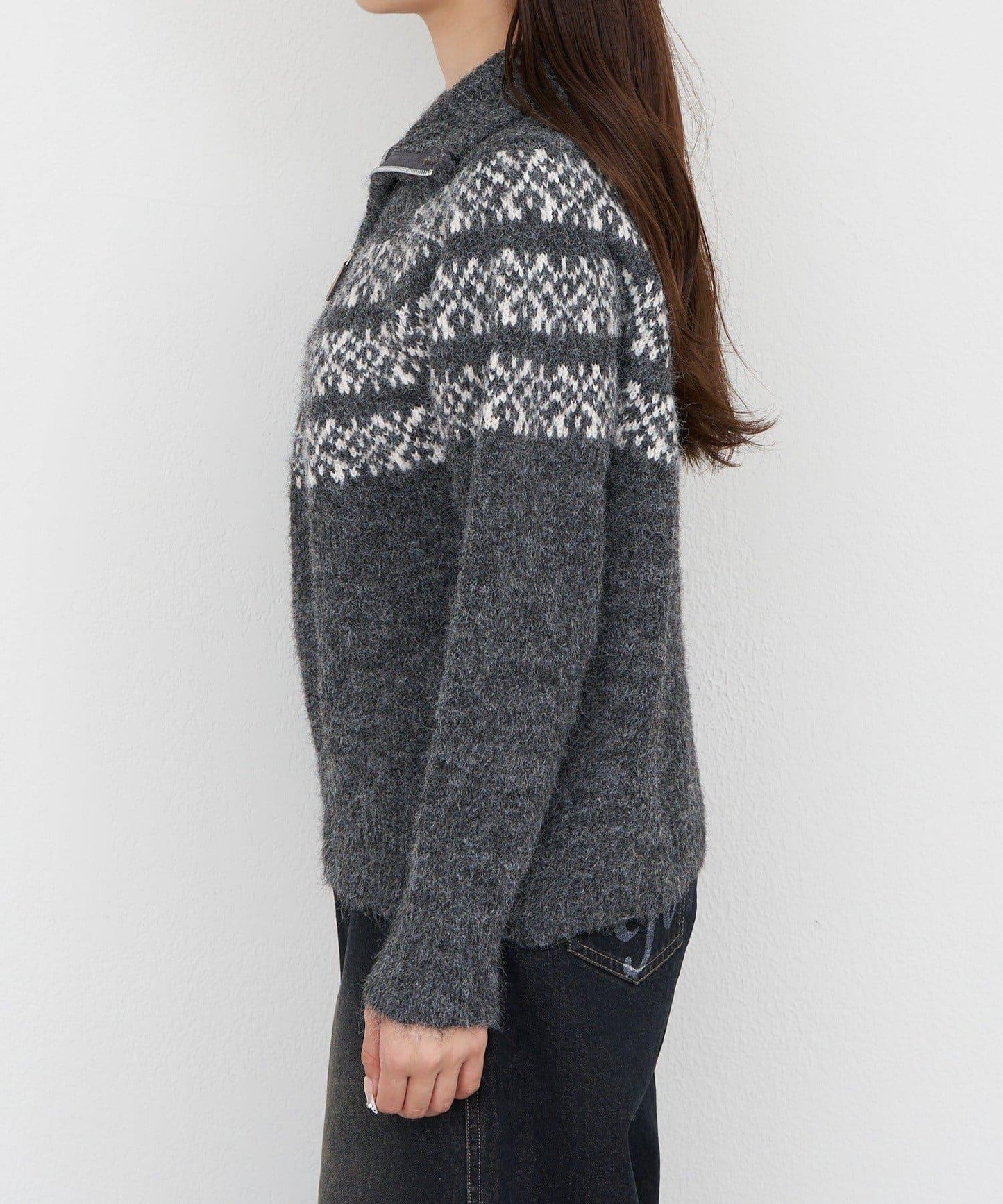 北歐半拉鍊針織針織上衣