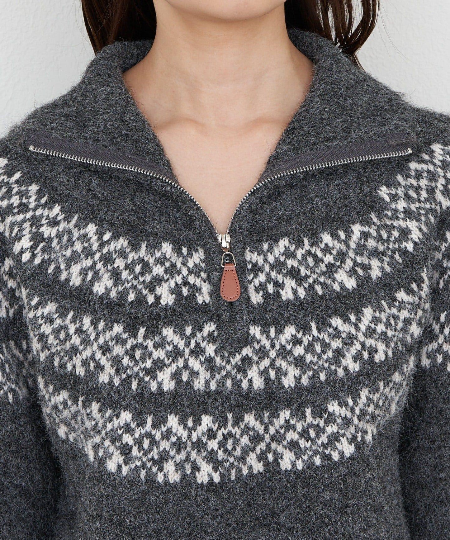 北歐半拉鍊針織針織上衣