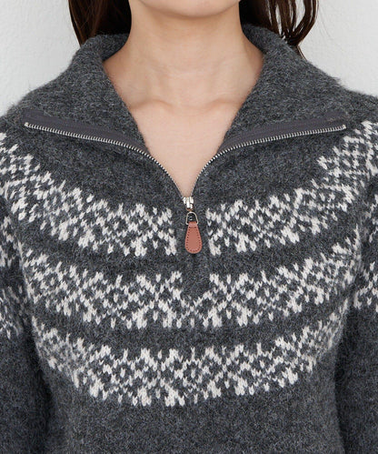 北歐半拉鍊針織針織上衣