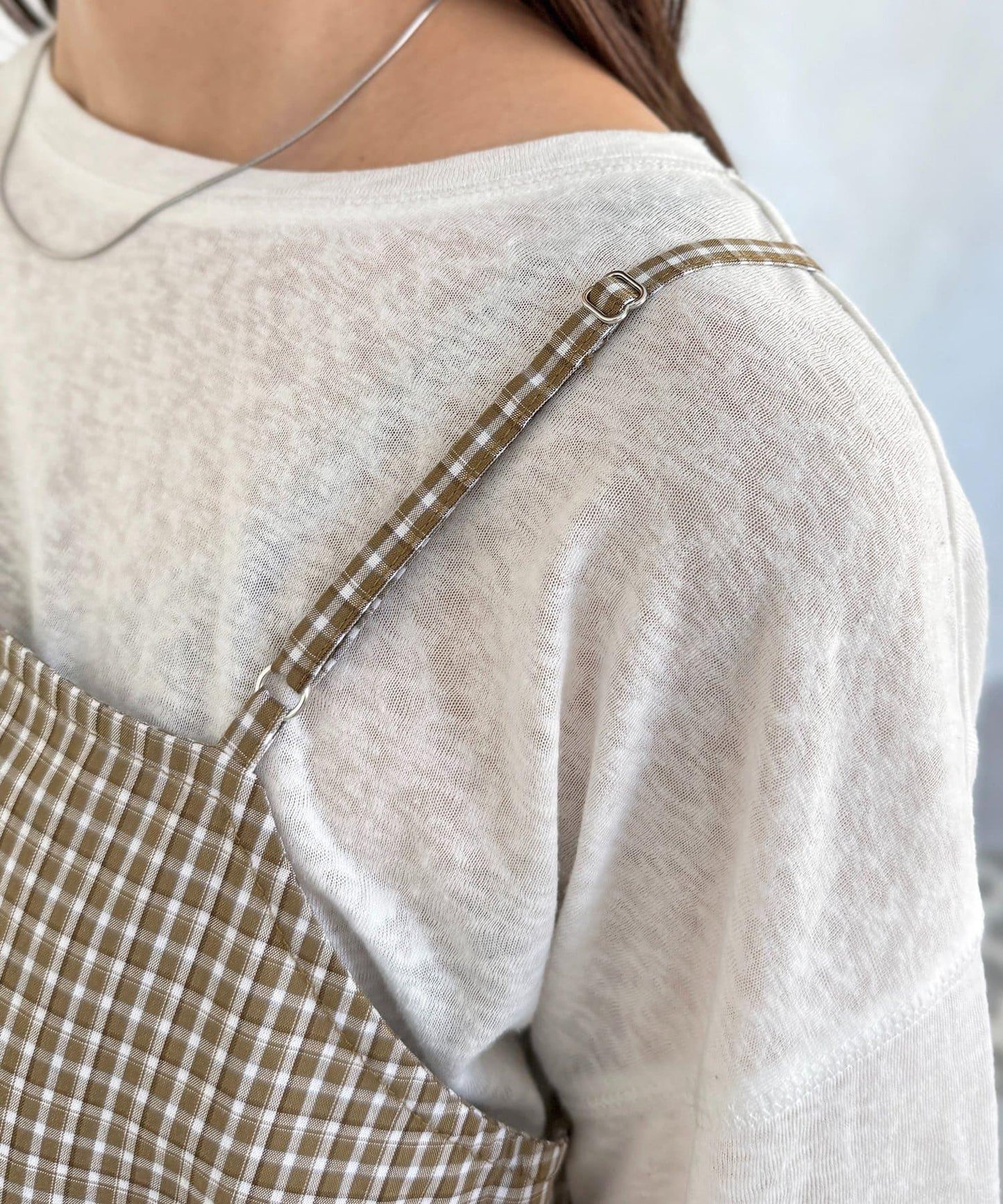 腰部蝴蝶結吊帶長款上衣