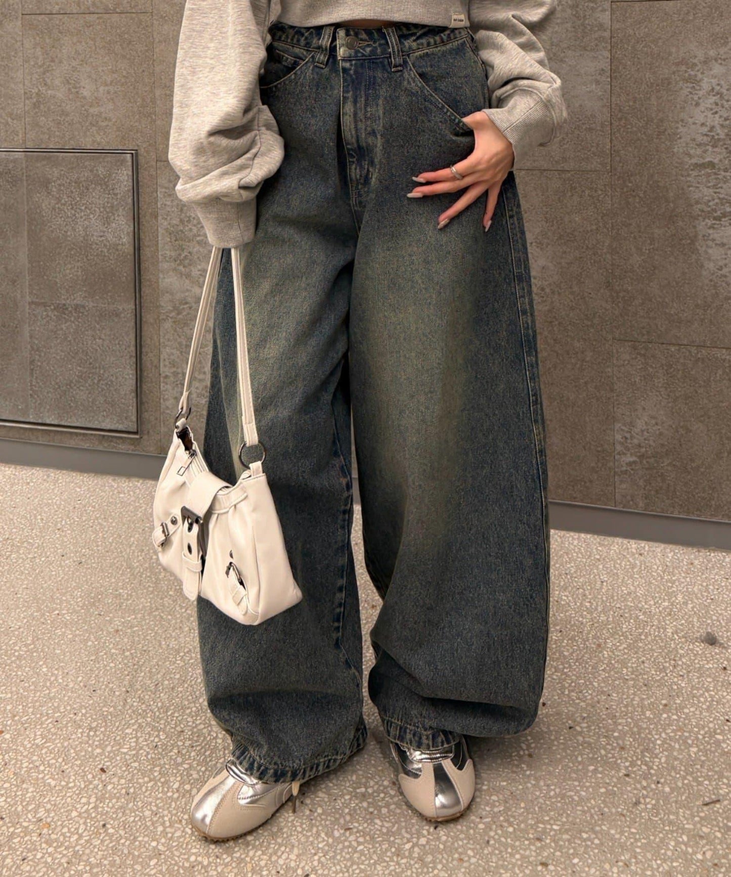 背部印花 彎刀 牛仔褲