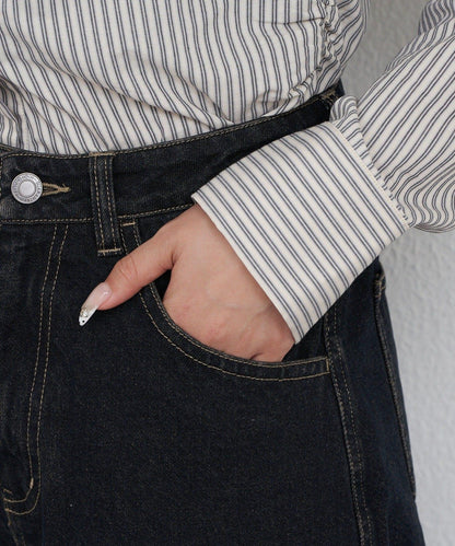 背部印花 彎刀 牛仔褲