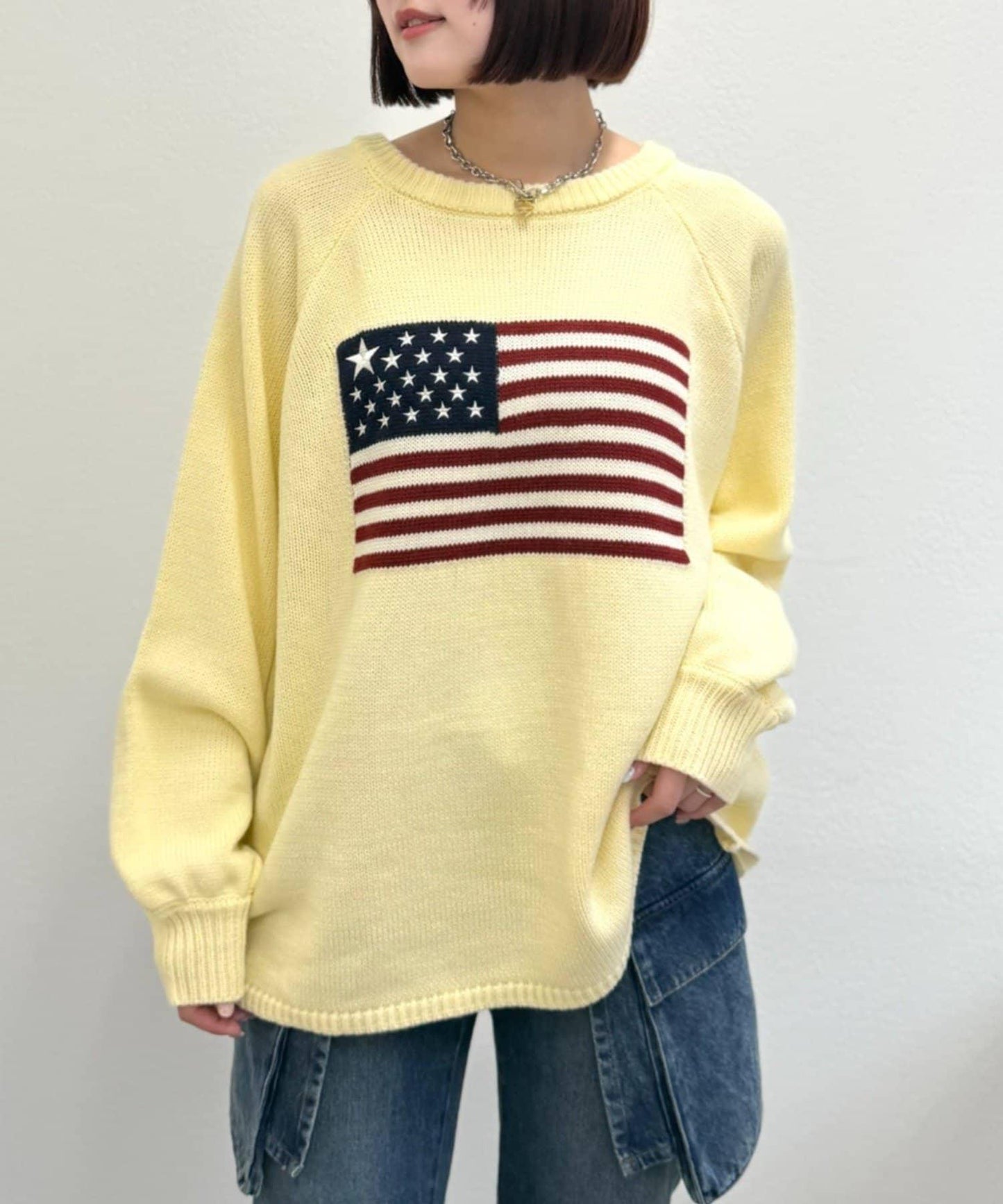 w closet 星條旗圖案針織上衣