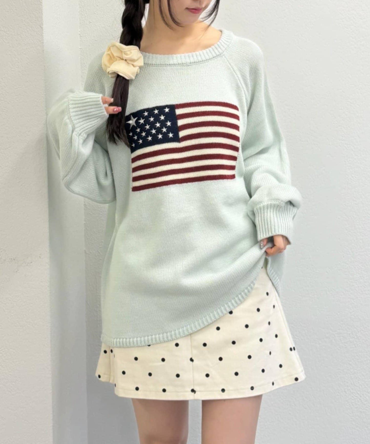 w closet 星條旗圖案針織上衣