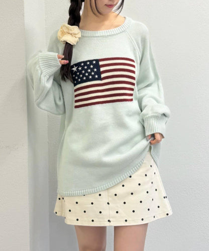 w closet 星條旗圖案針織上衣