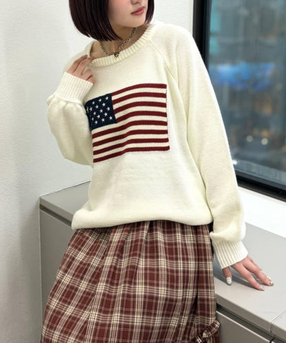 w closet 星條旗圖案針織上衣