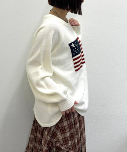 w closet 星條旗圖案針織上衣