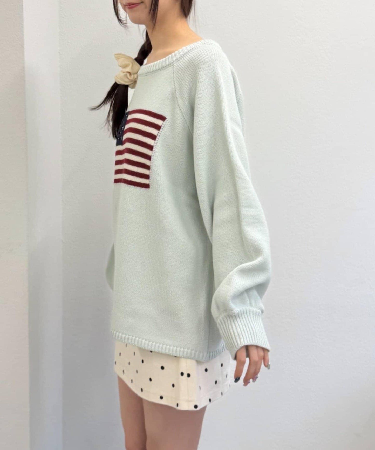 w closet 星條旗圖案針織上衣