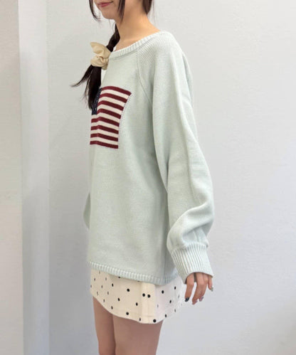 w closet 星條旗圖案針織上衣