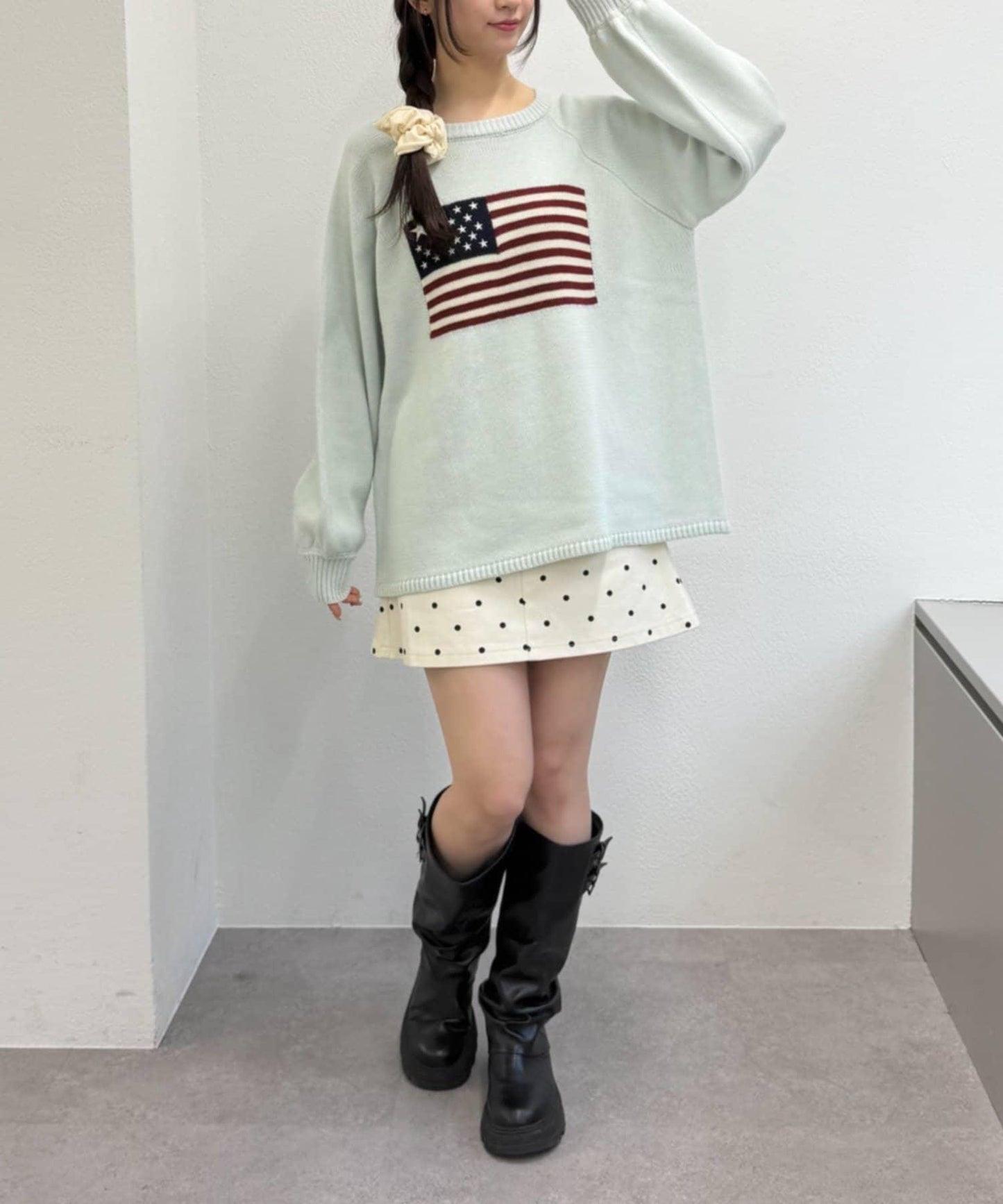 w closet 星條旗圖案針織上衣