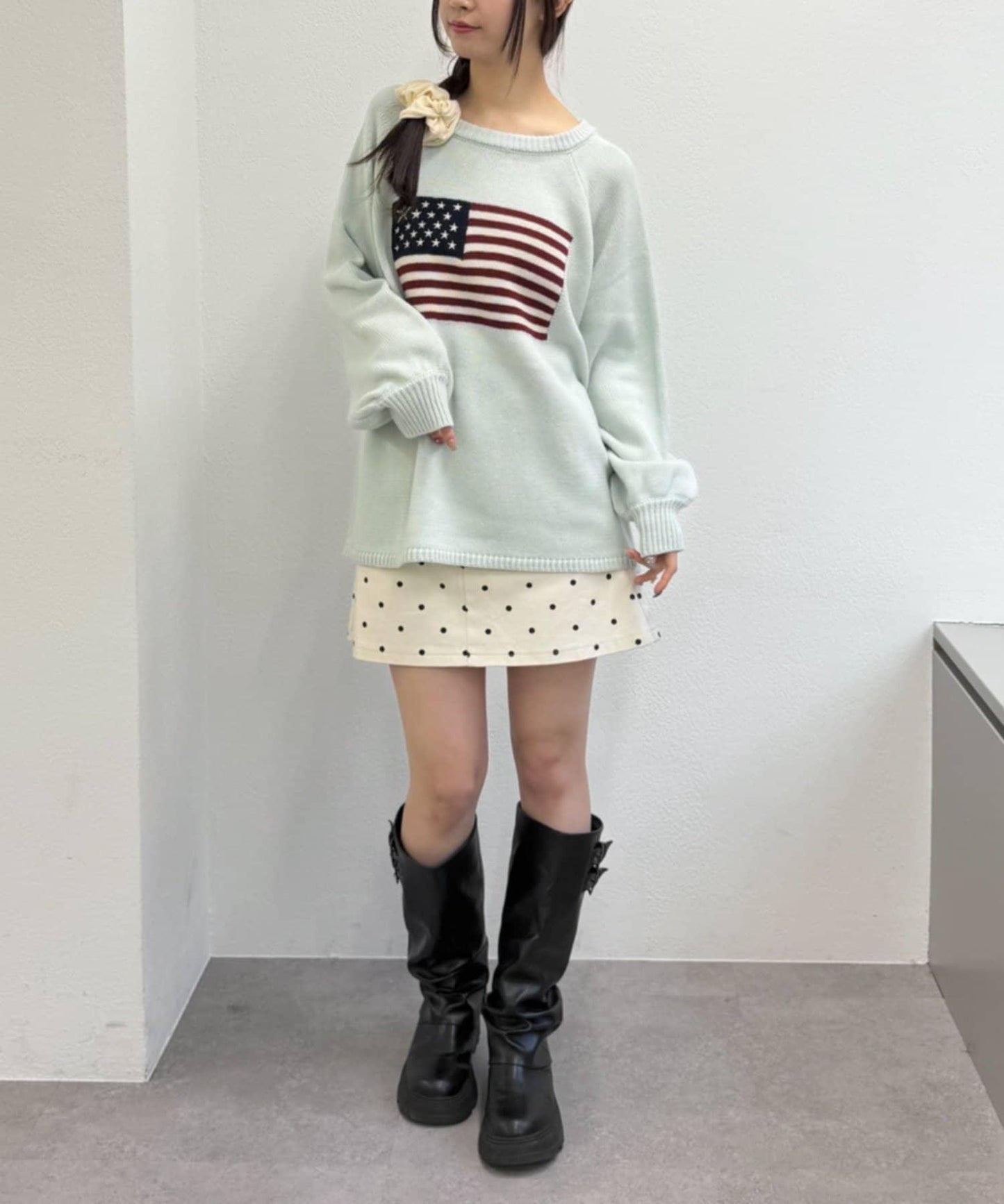 w closet 星條旗圖案針織上衣