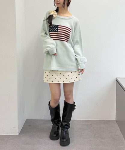 w closet 星條旗圖案針織上衣