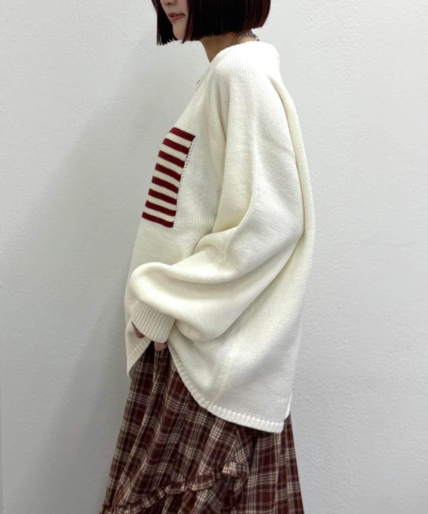 w closet 星條旗圖案針織上衣