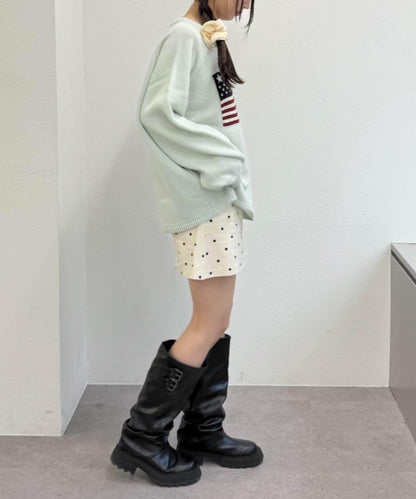 w closet 星條旗圖案針織上衣