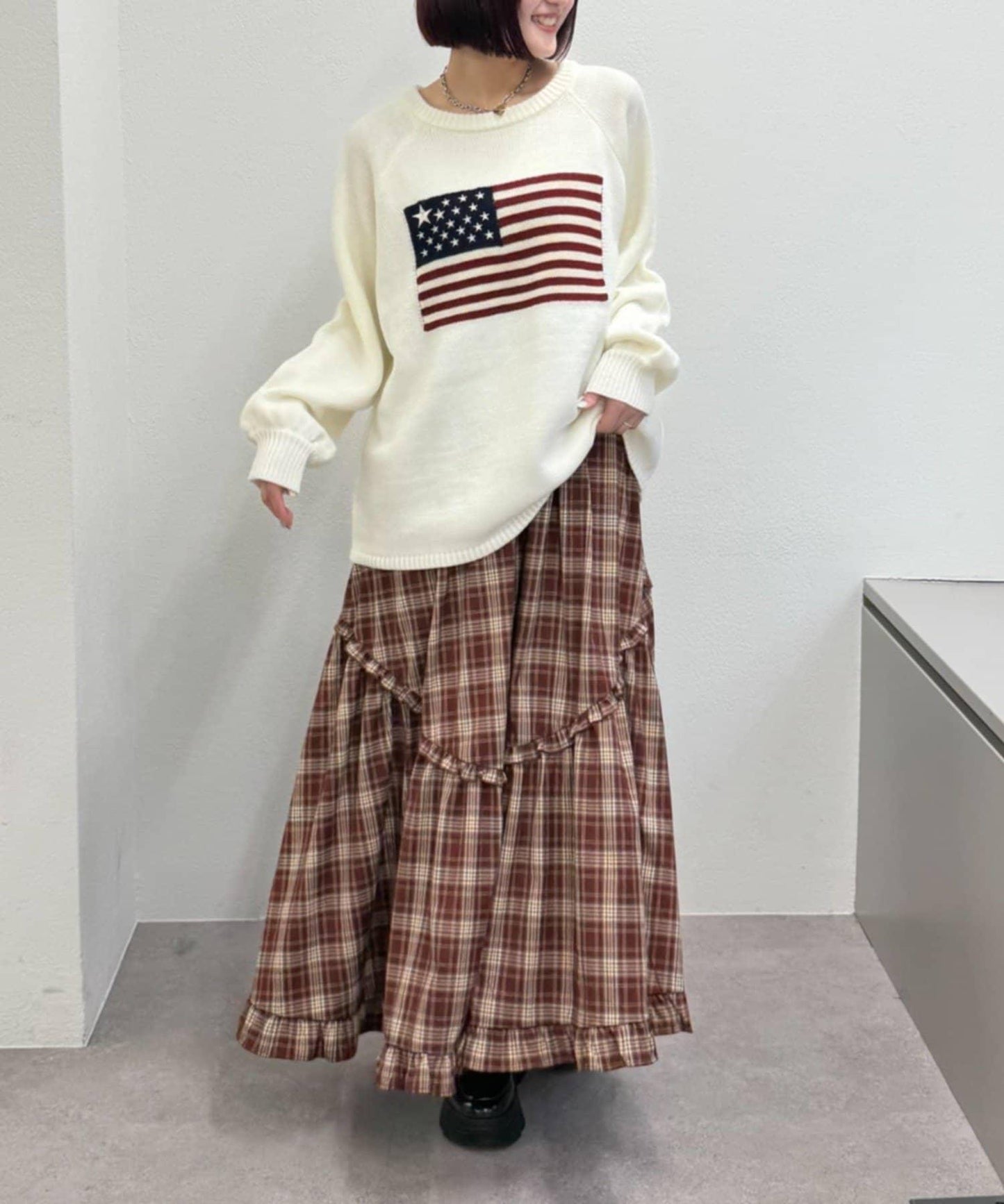 w closet 星條旗圖案針織上衣