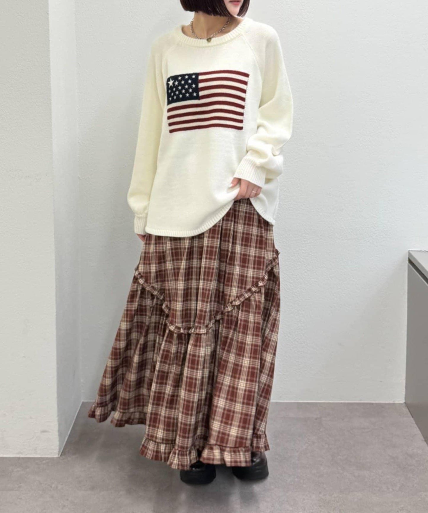 w closet 星條旗圖案針織上衣