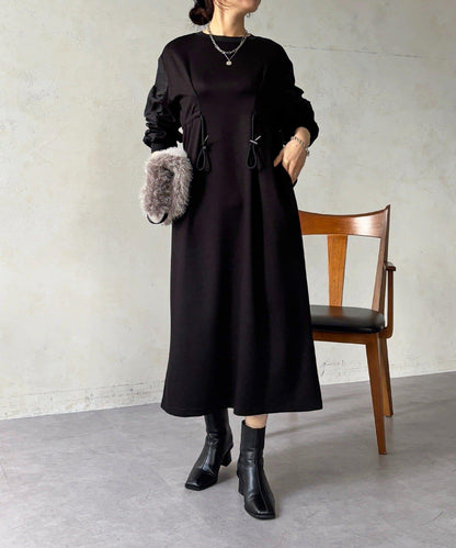 抽繩褶皺連衣裙