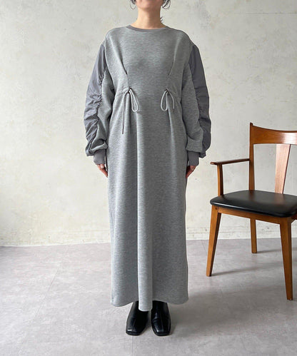 抽繩褶皺連衣裙