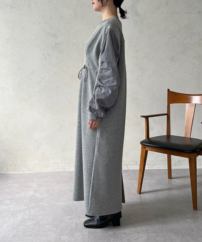 抽繩褶皺連衣裙