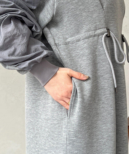 抽繩褶皺連衣裙