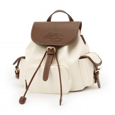 帆布拼接合成皮革 迷你雙肩包