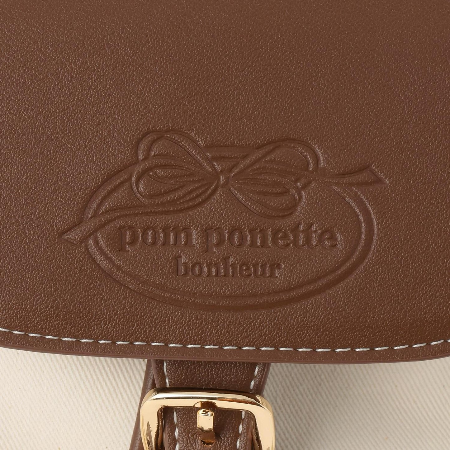 帆布拼接合成皮革 迷你雙肩包