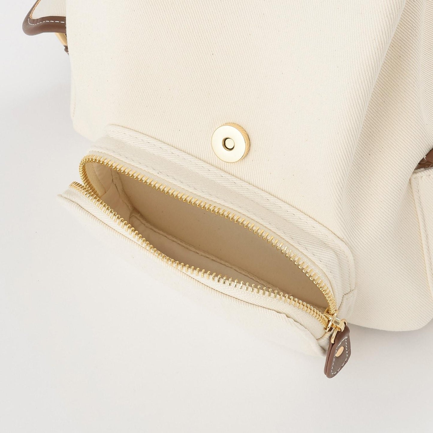 帆布拼接合成皮革 迷你雙肩包