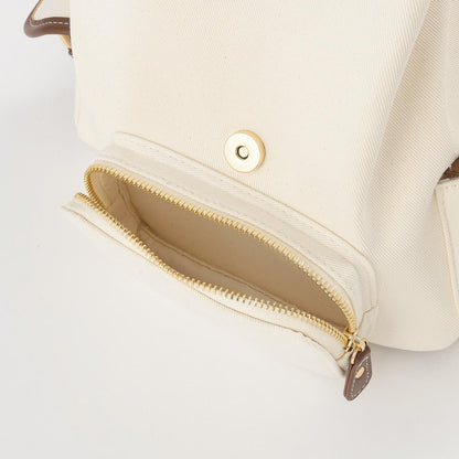 帆布拼接合成皮革 迷你雙肩包