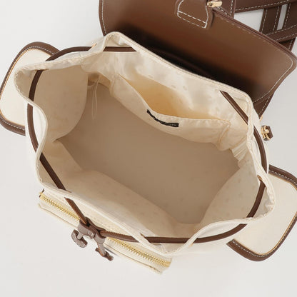 帆布拼接合成皮革 迷你雙肩包