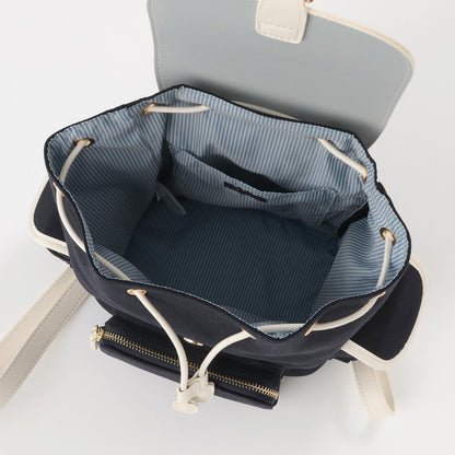 帆布拼接合成皮革 迷你雙肩包