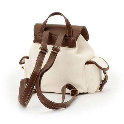 帆布拼接合成皮革 迷你雙肩包