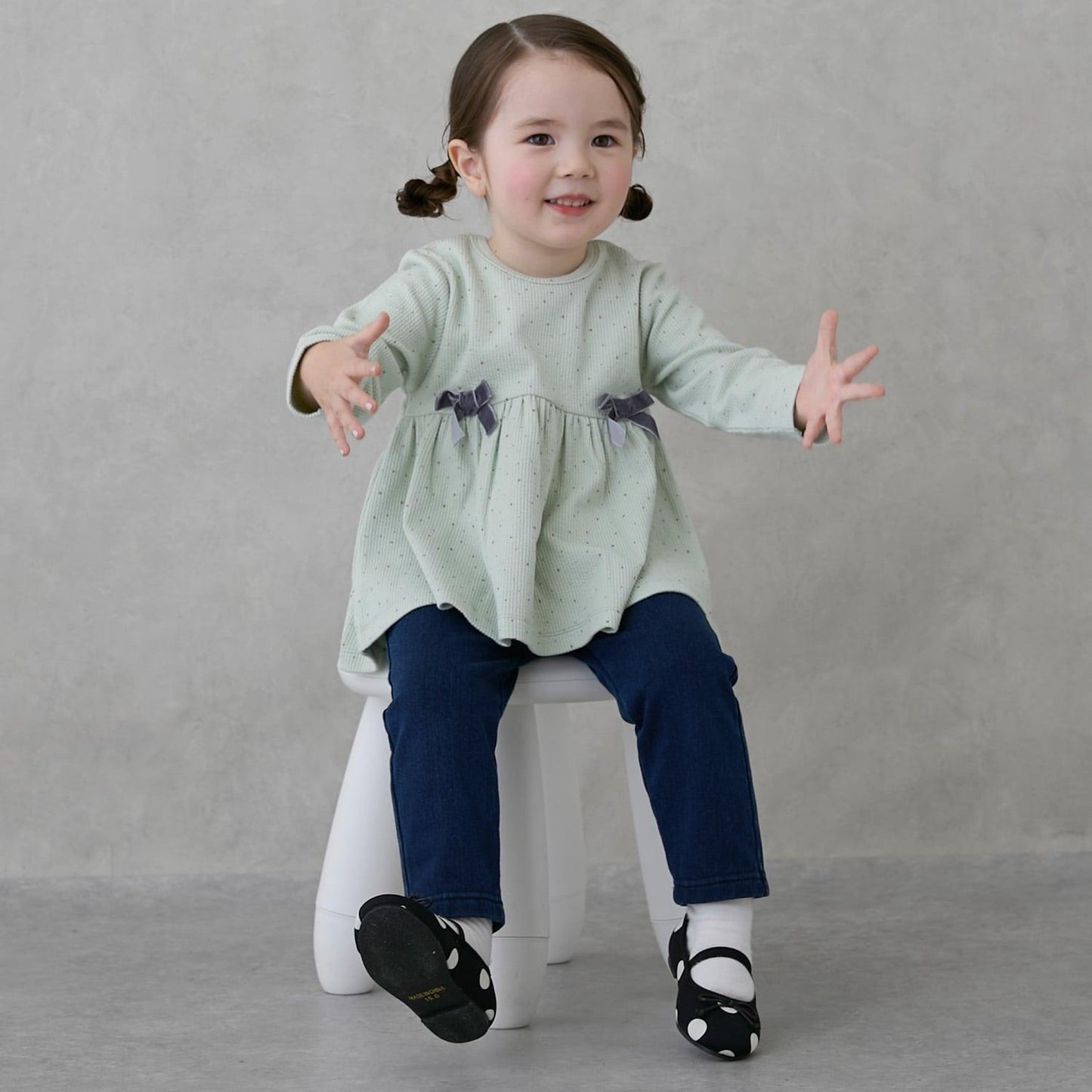 加絨 蝴蝶結 針織 長款上衣