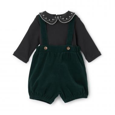 領口刺繡 設計 連體褲套裝