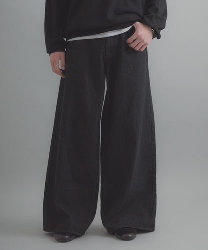 復古風牛仔寬腿褲