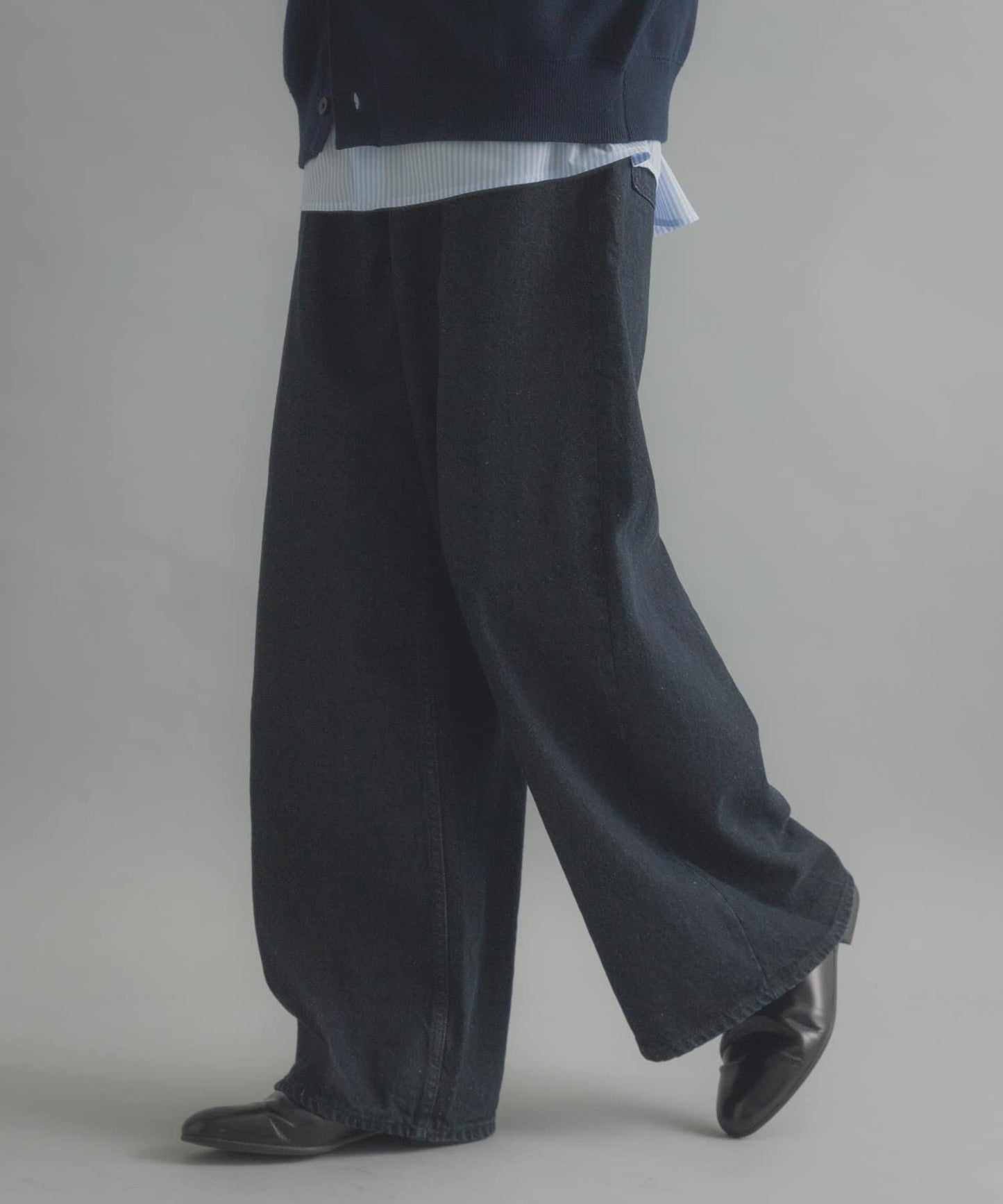 復古風牛仔寬腿褲