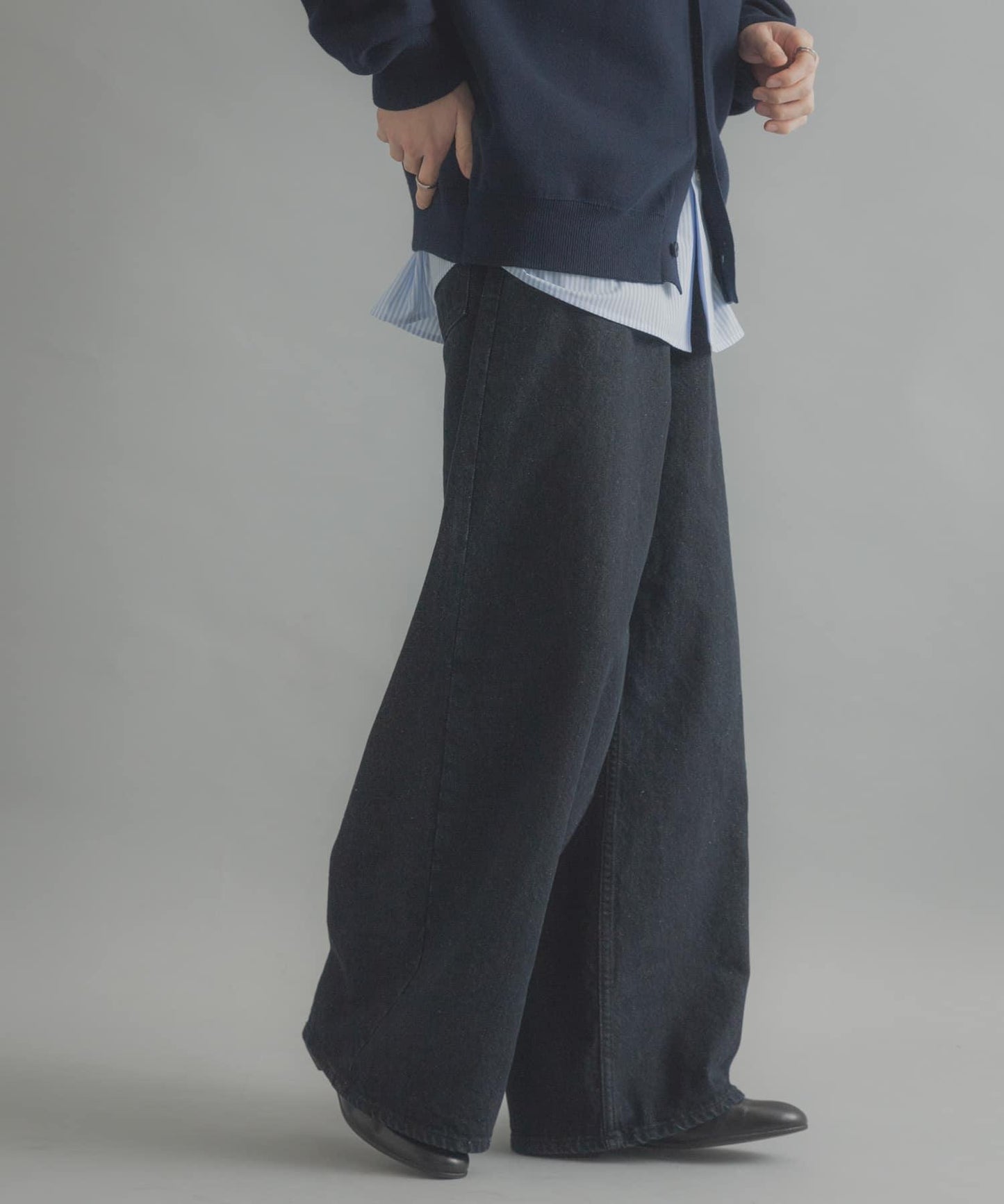 復古風牛仔寬腿褲