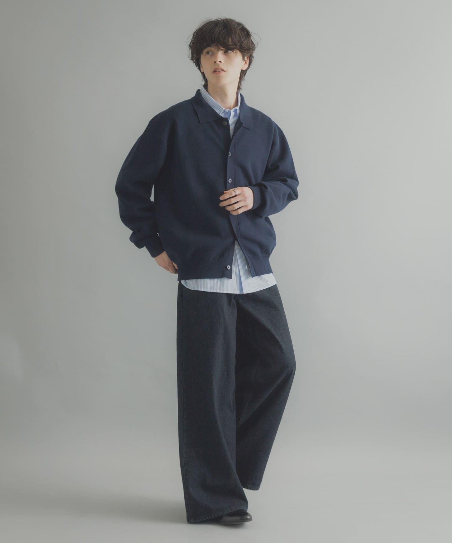 復古風牛仔寬腿褲