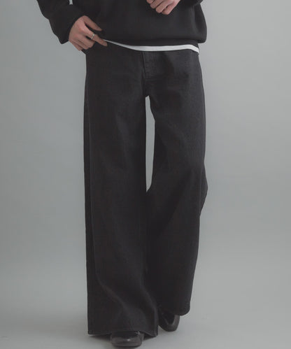 復古風牛仔寬腿褲