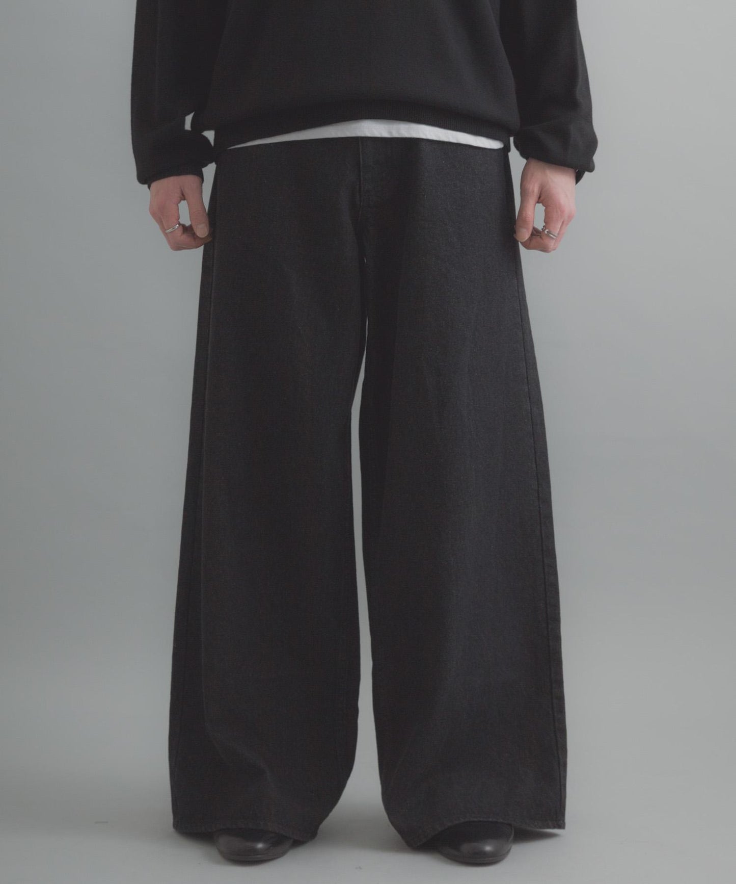 復古風牛仔寬腿褲