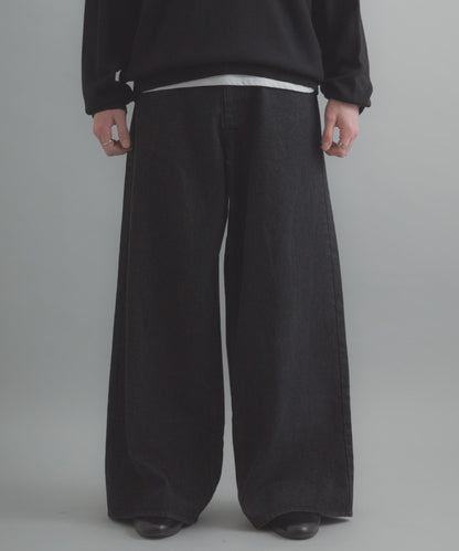 復古風牛仔寬腿褲