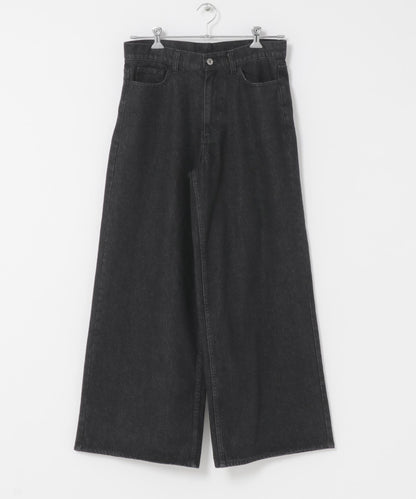 復古風牛仔寬腿褲