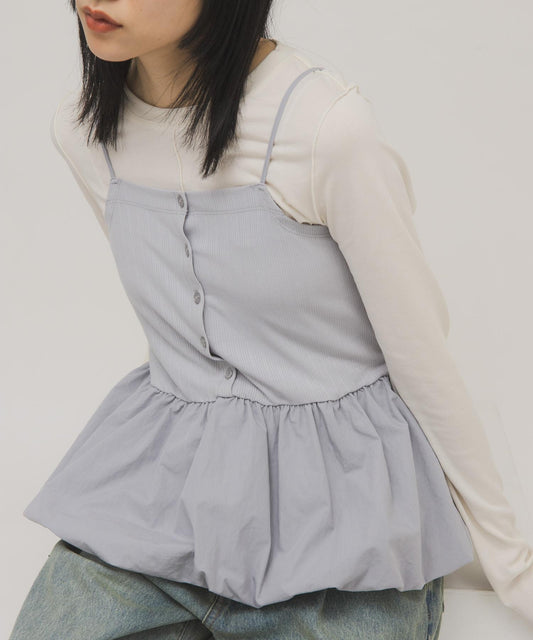 泡泡吊帶套裝上衣