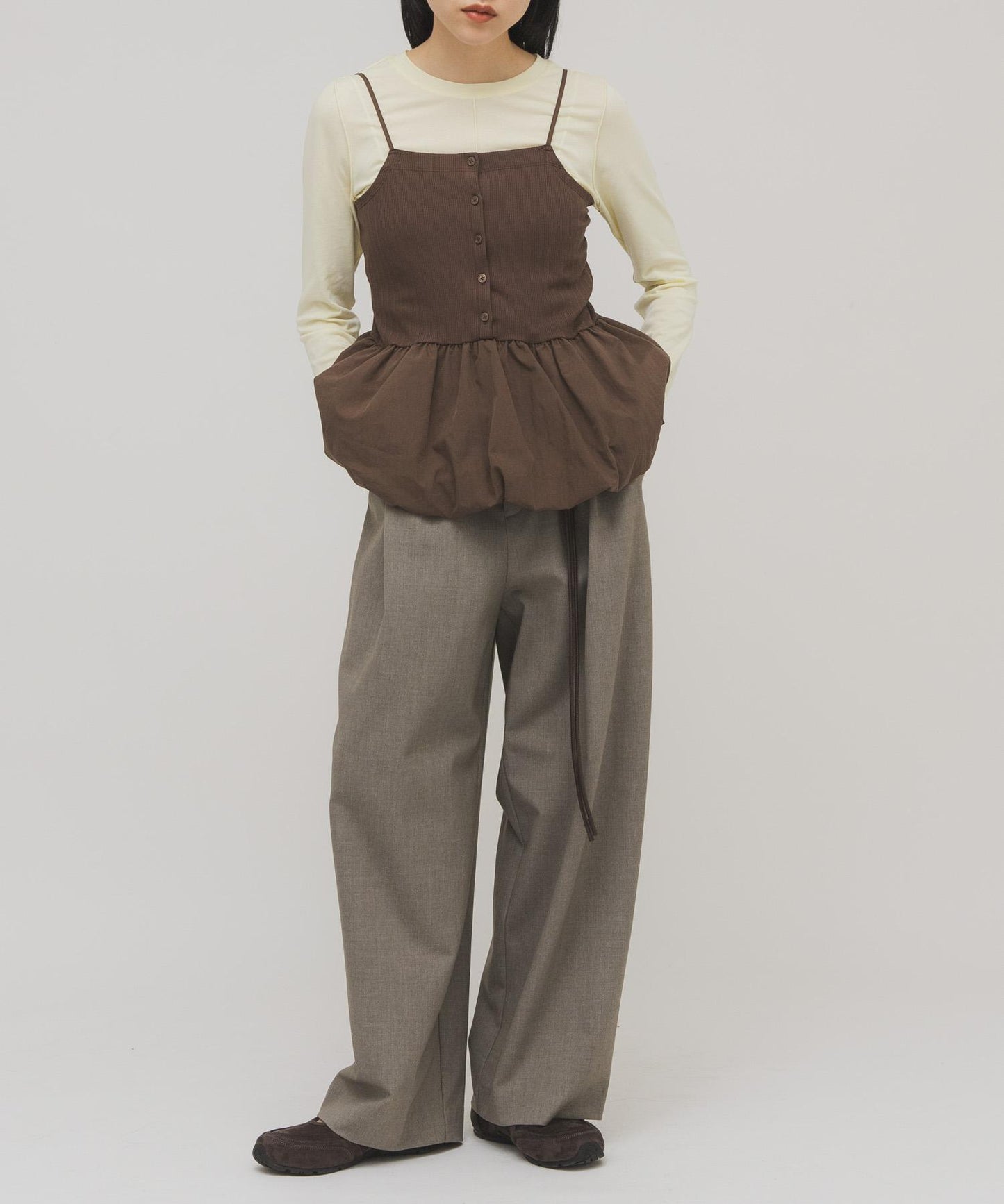 泡泡吊帶套裝上衣