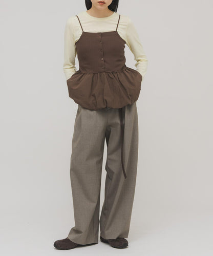 泡泡吊帶套裝上衣