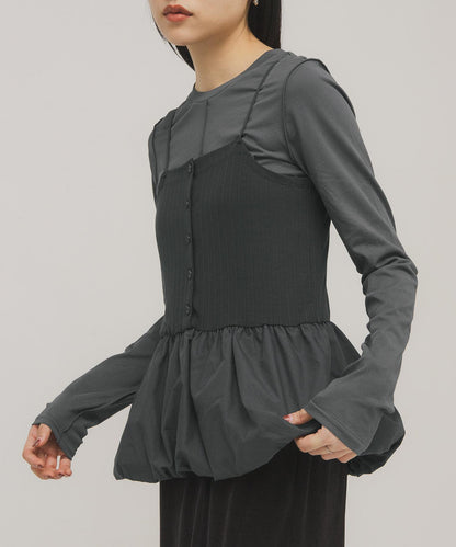 泡泡吊帶套裝上衣