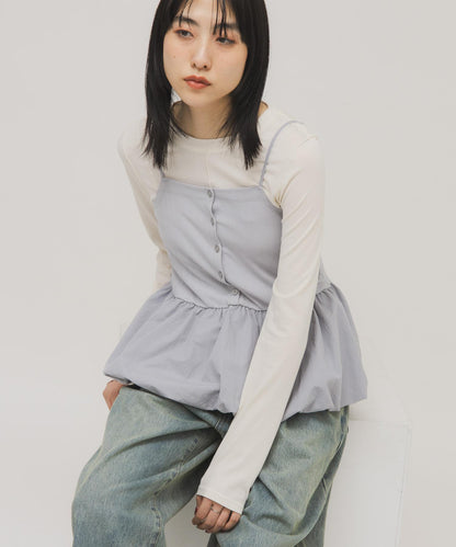 泡泡吊帶套裝上衣