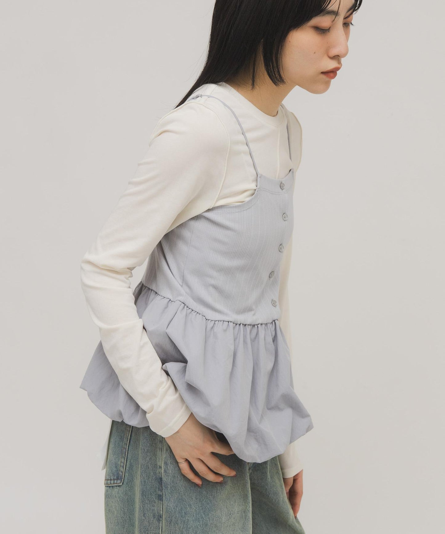 泡泡吊帶套裝上衣