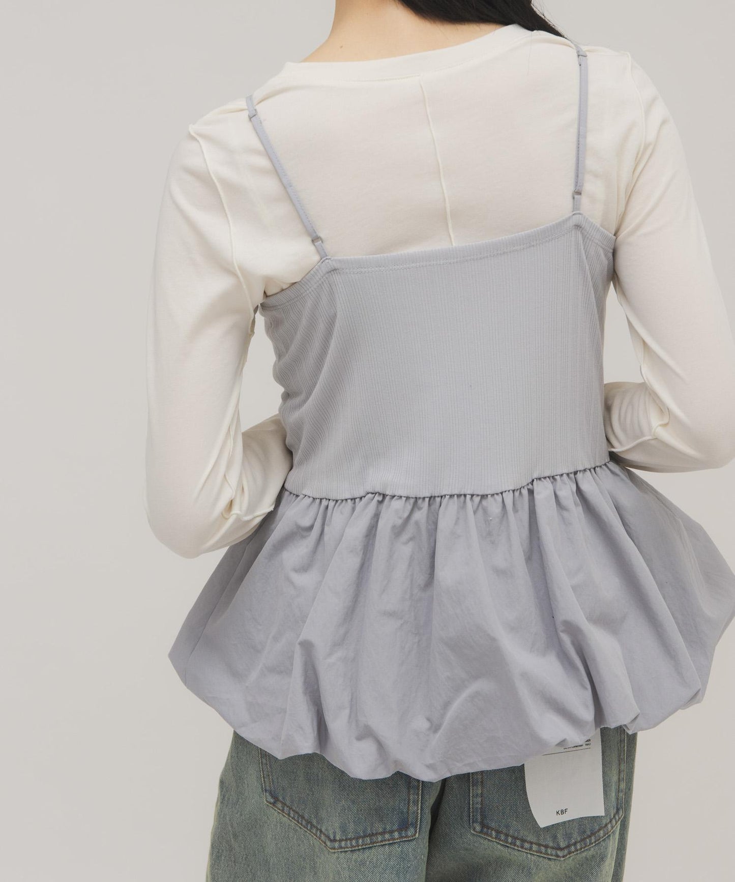 泡泡吊帶套裝上衣