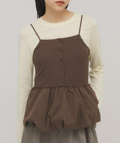 泡泡吊帶套裝上衣