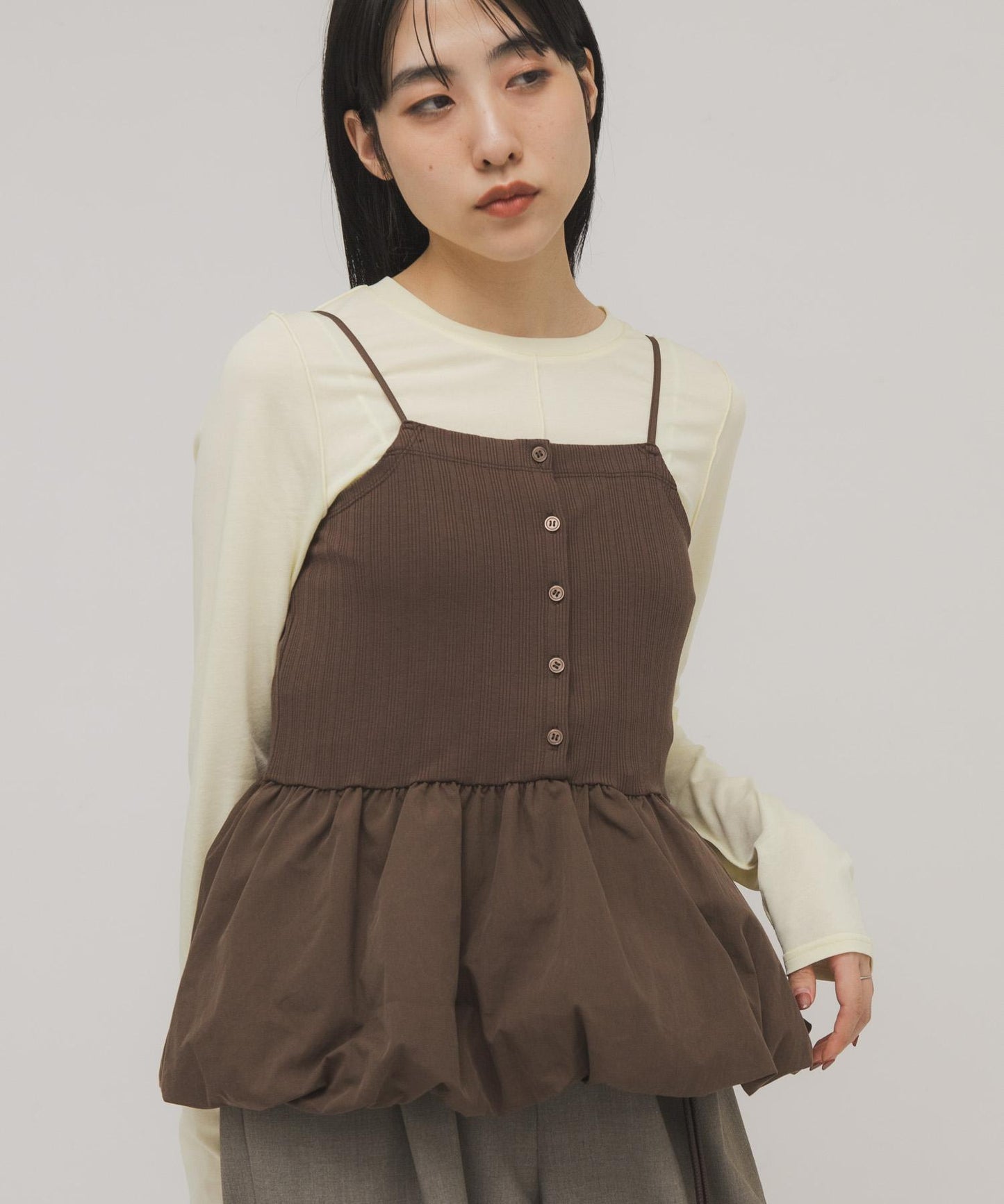 泡泡吊帶套裝上衣